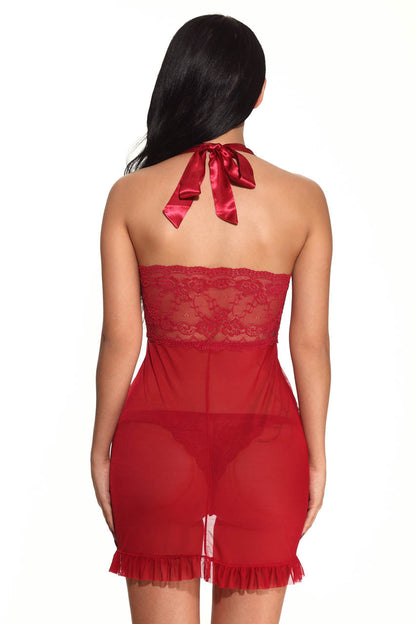 Plus Size Flutter Front Halter Babydoll