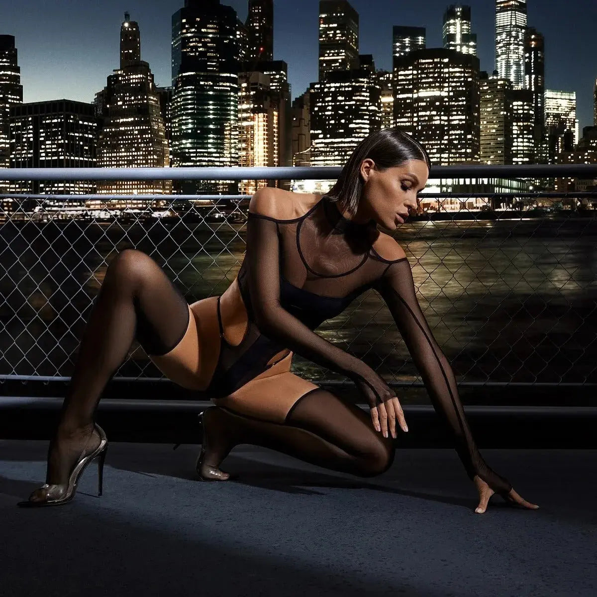 Naomi Desire Bodysuit | Sheer Mesh One-piece Lingerie Lacy Bliss