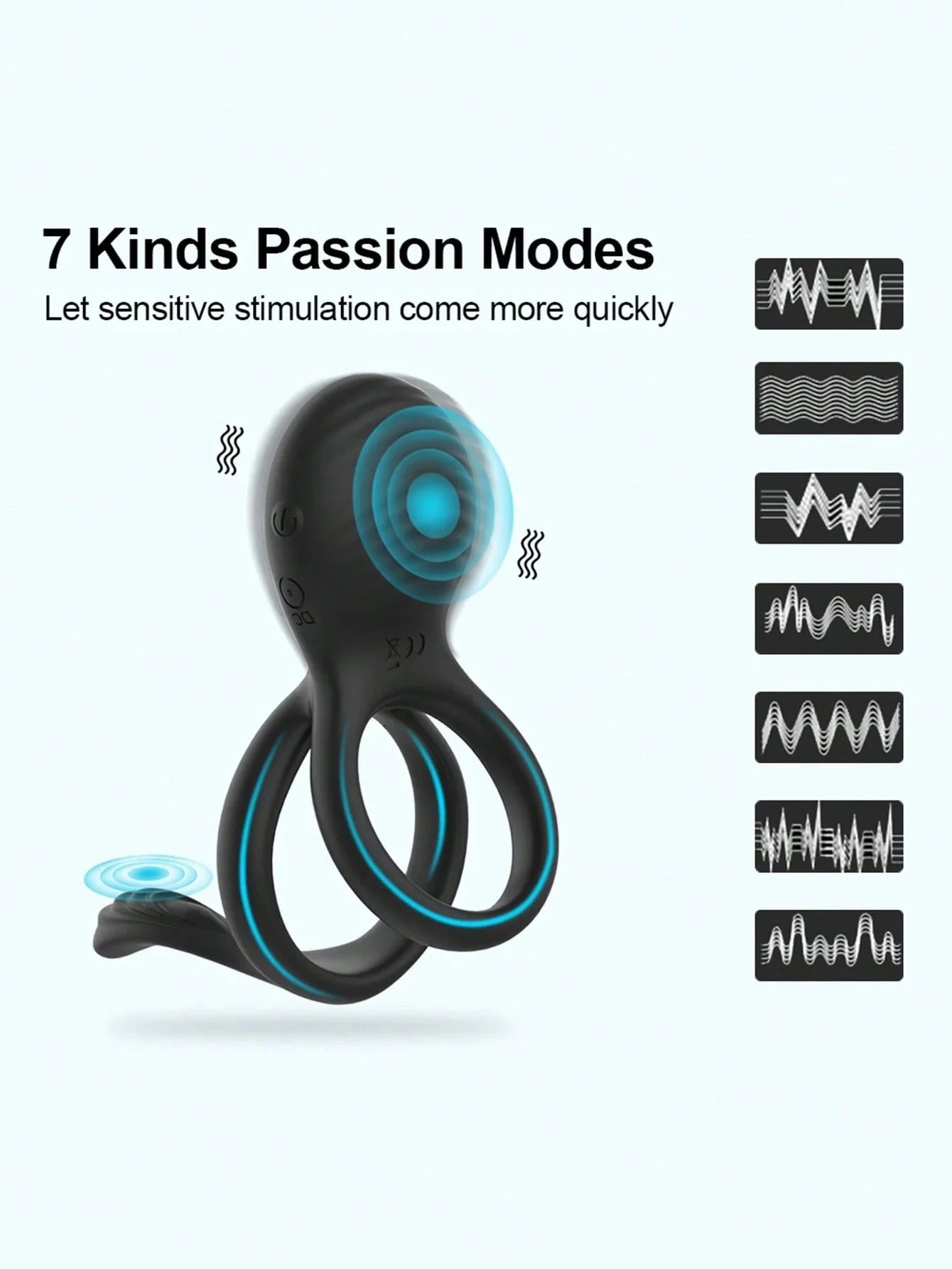 💥2025 New 7 Vibration Modes Penis Ring for Men, Silicone Waterproof Couples Vibrator for Perineum Stimulation Nighty