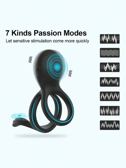 💥2025 New 7 Vibration Modes Penis Ring for Men, Silicone Waterproof Couples Vibrator for Perineum Stimulation Nighty