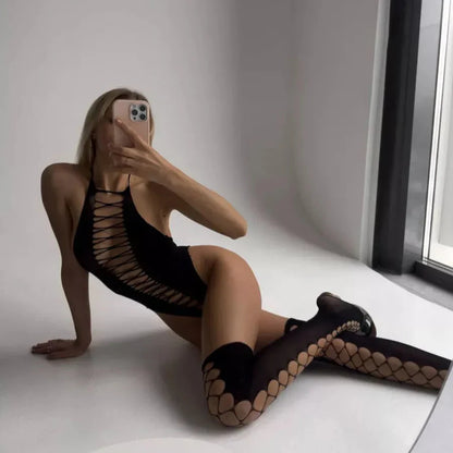 Lacy Bliss™ Fishnet Bodysuit with Stocking Hemiras lingerie