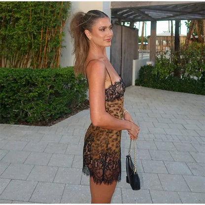 Lacy Bliss™ Leopard Lace Allure Mini Dress Lacy Bliss Dress