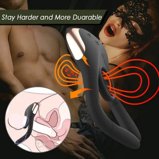 💥2025 New Shock Cock Ring- 4 in 1 Couple Toy Penis Ring Nighty