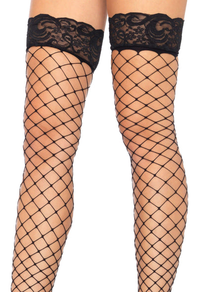 Lacy Bliss™ Fence Net Thigh Highs with Lace Top Leg Avenue Hosiery