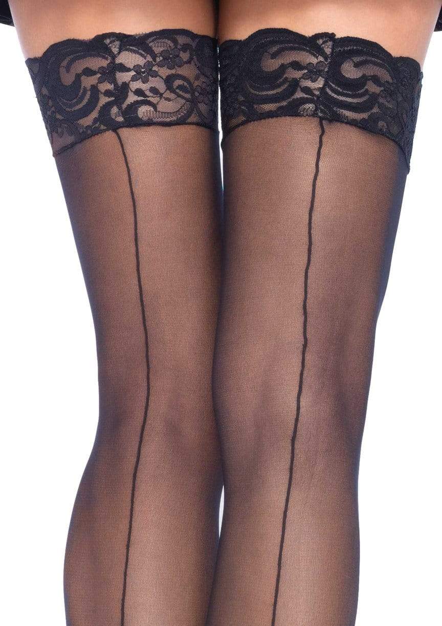 Lacy Bliss™ Sheer Backseam Stockings with Lace Top Leg Avenue Hosiery