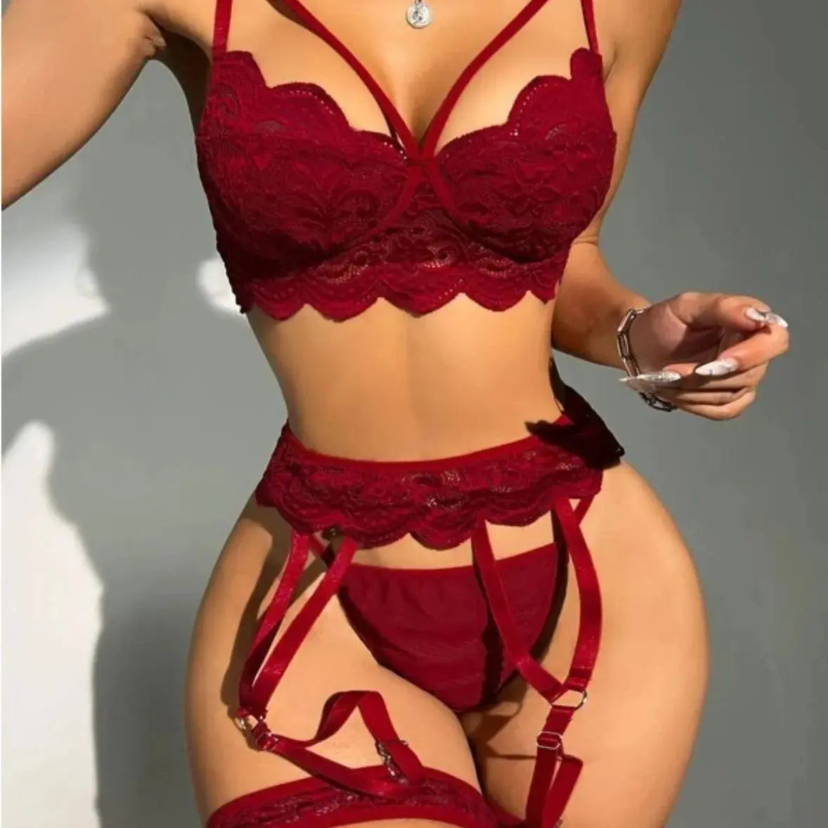 Chérie Lace Set | Chic Sheer French Backless Lacy Bliss