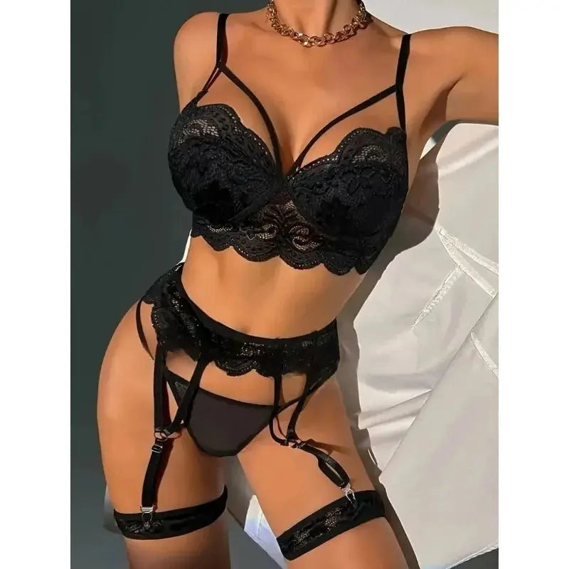 Chérie Lace Set | Chic Sheer French Backless Lacy Bliss