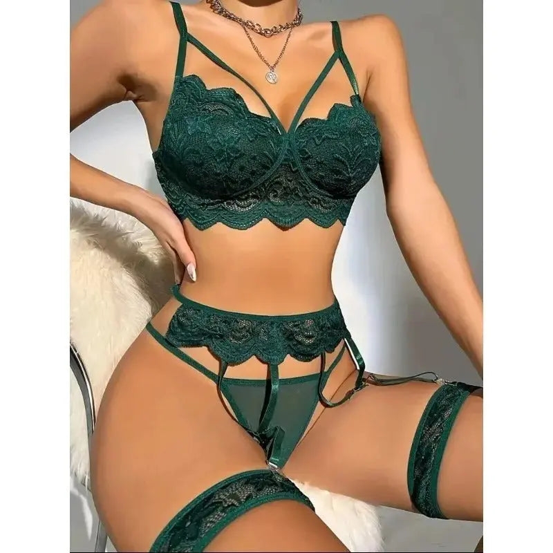 Chérie Lace Set | Chic Sheer French Backless Lacy Bliss