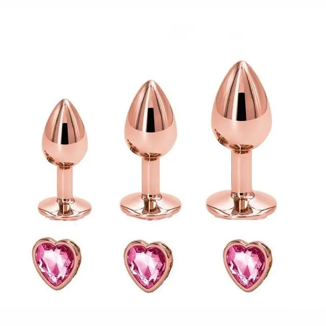 Lacy Bliss™ Rose Gold Tush Stimulator -  Set of 3 Lavah Intimates