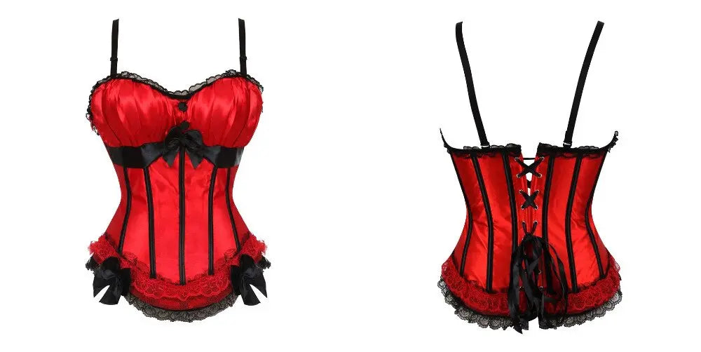 Enchanting Embrace Corset - Red LORETTA LACE LINGERIE OVERBUST CORSET