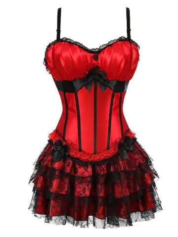 Enchanting Embrace Corset - Red LORETTA LACE LINGERIE OVERBUST CORSET