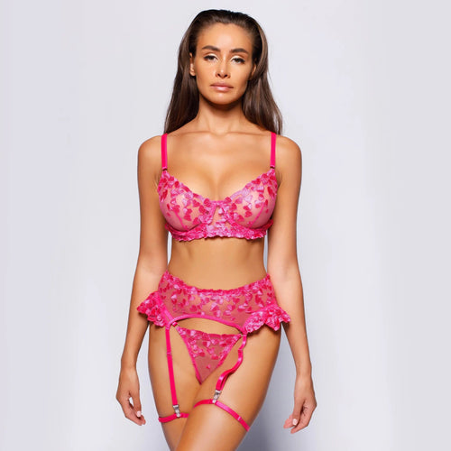 LaycyNighty™ Zoe's Heart Embroidery Set Lacy Bliss0312 Lingerie Set