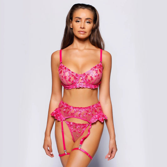 LaycyNighty™ Zoe's Heart Embroidery Set Lacy Bliss0312 Lingerie Set